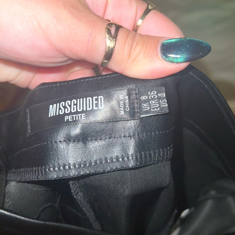 Misguided Split Hem Leather Pants - image 3